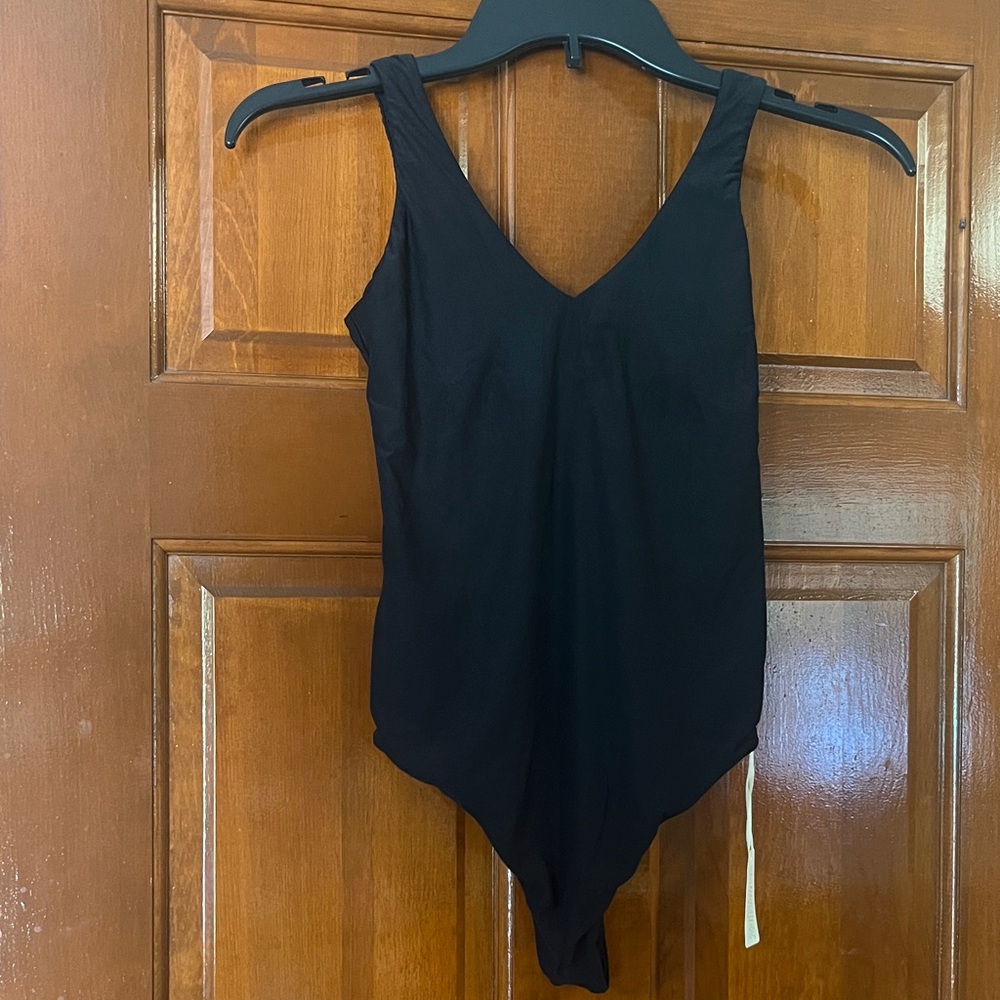 Aerie Sleek Black V-Neck Bodysuit